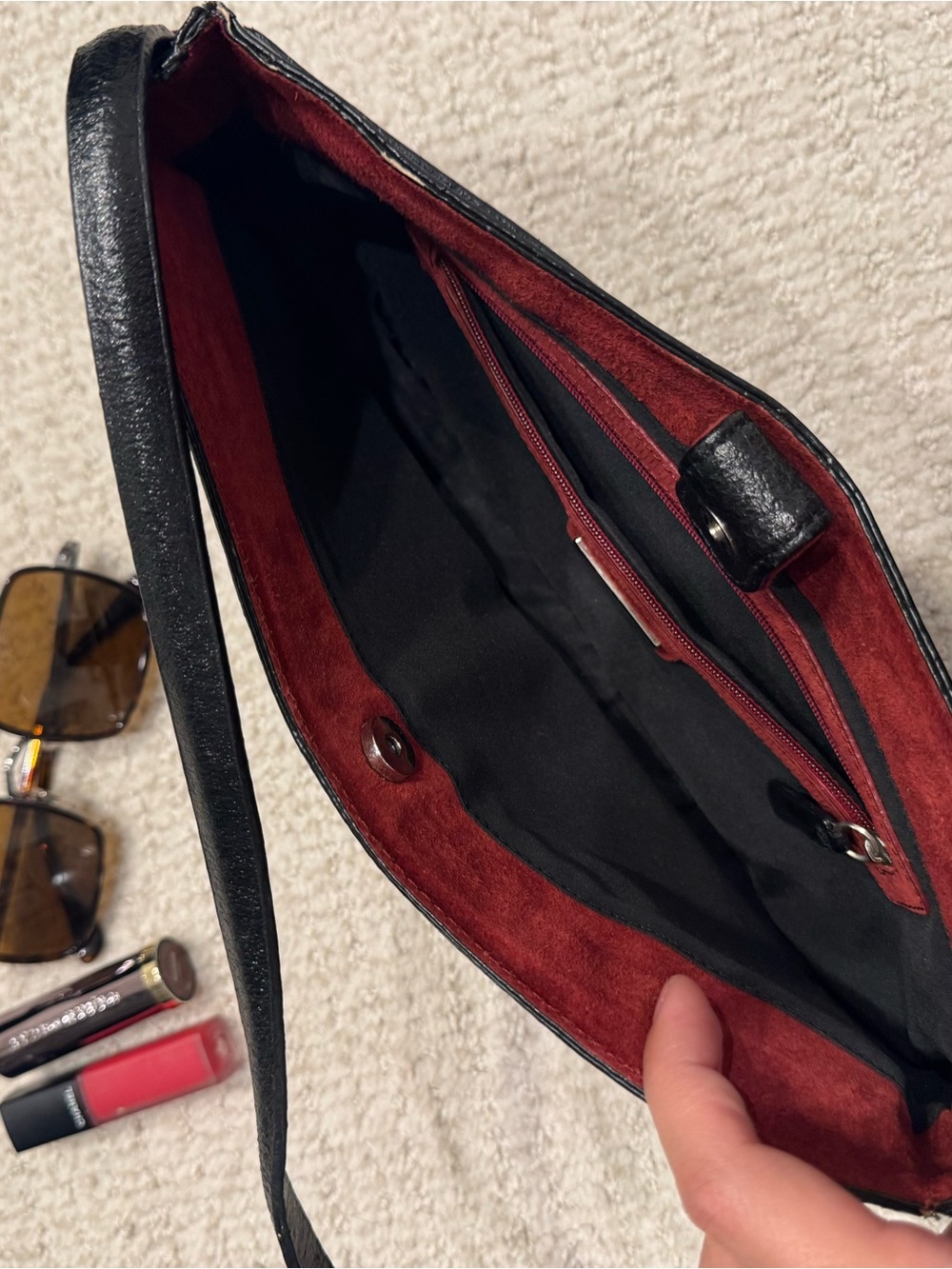 Supple black leather East-West Alfani brand shoulder bag - Picture 5 of 8